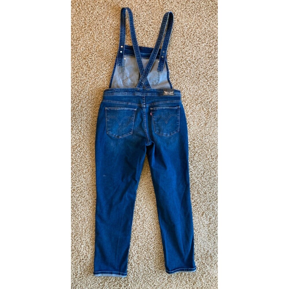 Levi’s Bib Overalls Junior Size 11 Distressed Black Label Roll Cuff Adj Straps - Picture 7 of 12